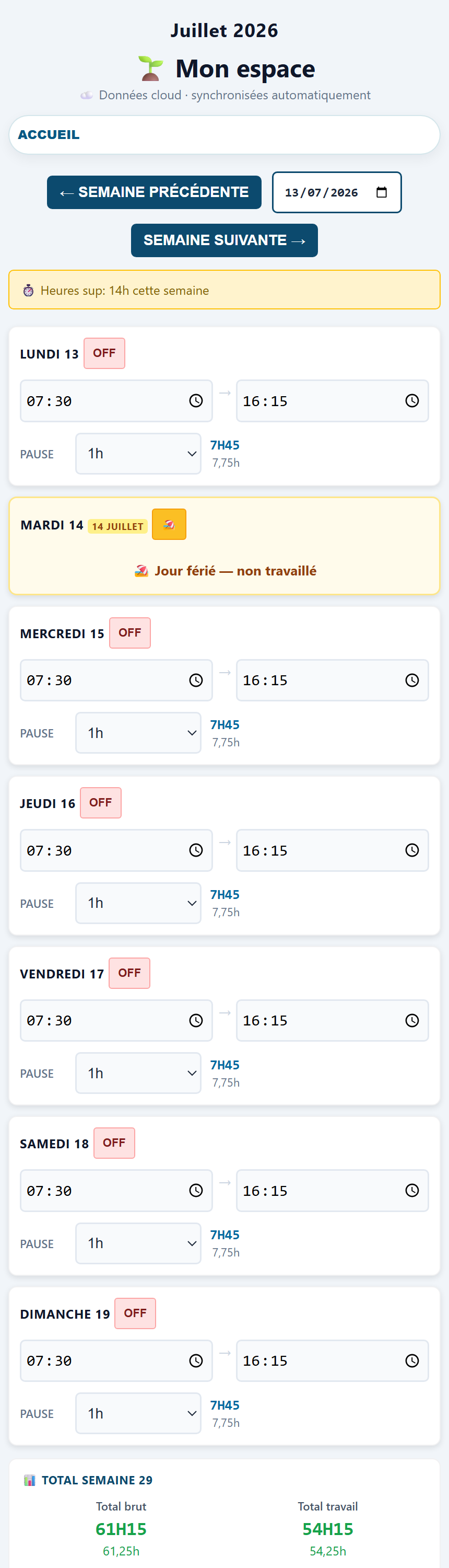 CalcHeures — Abonnement Équipe idéal jusqu'à 20 salariés (1 an)